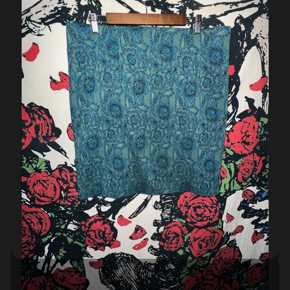 J. Jill Blue Floral Midi Skirt